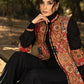 Trendy black cotton kantha patchwork jacket with mandarin collar