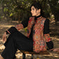 Trendy black cotton kantha patchwork jacket with mandarin collar
