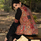 Trendy black cotton kantha patchwork jacket with mandarin collar