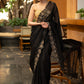 Classy Black Organza Saree With Overall Exquisite Floral Embroidery