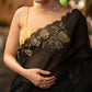 Classy Black Organza Saree With Overall Exquisite Floral Embroidery