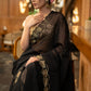 Classy Black Organza Saree With Overall Exquisite Floral Embroidery