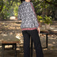 Stylish grey cotton ikat bomber jacket with red highlights