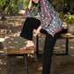 Stylish grey cotton ikat bomber jacket with red highlights