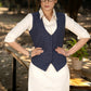 Elegant navy blue checkered cotton formal waistcoat with optional formal skirt