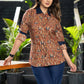 Smart Maroon Kalamkari Cotton Shirt with Navy Blue Detailing