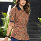 Smart Maroon Kalamkari Cotton Shirt with Navy Blue Detailing