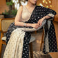 Elegant Black & Beige Combination Cotton Silk Saree With Overall Floral Motif Embroidery
