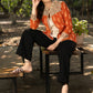 Elegant orange cotton ikat jacket with madhubani combination and optional embroidered inner