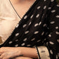 Elegant Black & Beige Combination Cotton Silk Saree With Overall Floral Motif Embroidery