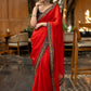 Classy Red Organza Saree Highlighted with Beautiful Embroidered Border