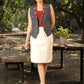 Trendy blue cotton ajrakh casual waistcoat with optional skirt