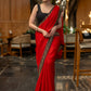 Classy Red Organza Saree Highlighted with Beautiful Embroidered Border