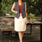 Trendy blue cotton ajrakh casual waistcoat with optional skirt