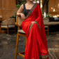 Classy Red Organza Saree Highlighted with Beautiful Embroidered Border