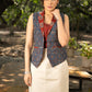 Trendy blue cotton ajrakh casual waistcoat with optional skirt