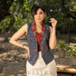Trendy blue cotton ajrakh casual waistcoat with optional skirt