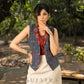 Trendy blue cotton ajrakh casual waistcoat with optional skirt