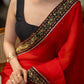 Classy Red Organza Saree Highlighted with Beautiful Embroidered Border