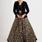 Gorgeous Black Hand Embroidered Velvet & Brocade Combination Lehnga with Jacket
