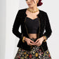 Gorgeous Black Hand Embroidered Velvet & Brocade Combination Lehnga with Jacket