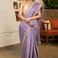 Gracious Lilac Striped Banarasi Saree Highlighted With Pearl Lace