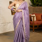 Gracious Lilac Striped Banarasi Saree Highlighted With Pearl Lace