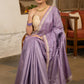 Gracious Lilac Striped Banarasi Saree Highlighted With Pearl Lace