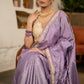 Gracious Lilac Striped Banarasi Saree Highlighted With Pearl Lace