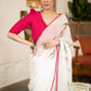 Trendy White Organza Saree With Overall floral Brush Painting Highlighted With Minimal Hand Embroidery