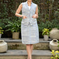 Elegant grey textured handloom cotton formal waistcoat with optional matching skirt