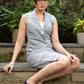 Elegant grey textured handloom cotton formal waistcoat with optional matching skirt