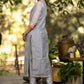 Grey chanderi kurta with Pink Zari work yoke and Pant