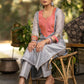 Grey chanderi kurta with Pink Zari work yoke and Pant