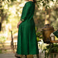 Green Cotton Silk princess cut embroidered kurta and brocade Pant