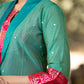Magenta Cotton silk Kurta with Brocade Yoke and Turquoise jacket - Pant optional