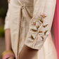 Off-white Cotton silk Gold embroidered asymmetric kurta & Pant - Pink Net Dupatta Optional