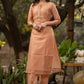Embroiderd Peach chanderi kurta with pant-   Embroidered chanderi dupatta optional