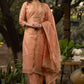 Embroiderd Peach chanderi kurta with pant-   Embroidered chanderi dupatta optional