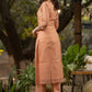 Embroiderd Peach chanderi kurta with pant-   Embroidered chanderi dupatta optional