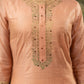 Embroiderd Peach chanderi kurta with pant-   Embroidered chanderi dupatta optional
