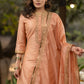 Embroiderd Peach chanderi kurta with pant-   Embroidered chanderi dupatta optional