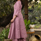 Hand embroiderd lavender Roman silk A line kurta with pant - Organza jacket Optional