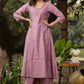 Hand embroiderd lavender Roman silk A line kurta with pant - Organza jacket Optional