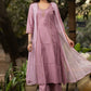 Hand embroiderd lavender Roman silk A line kurta with pant - Organza jacket Optional