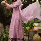 Hand embroiderd lavender Roman silk A line kurta with pant - Organza jacket Optional
