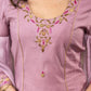 Hand embroiderd lavender Roman silk A line kurta with pant - Organza jacket Optional