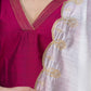 Embroidered magenta cotton silk kurta with pant-Embroidered dupatta optional