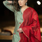 Embroidered fern green chanderi kurta with pant - Dupatta Optional