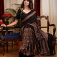 Exclusive block printed black modal silk saree